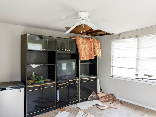 3200 Moore Ave, Bay City, TX 77414 - kitchen featuring refrigerator and ceiling fan