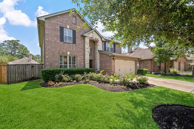 14418 Brushy Arbor Ln, Humble, TX 77396 - traditional-style home with brick siding, concrete driveway, and an attached garage