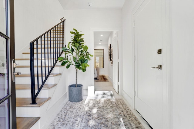 5439 Darling St, Houston, TX 77007 - foyer featuring stairs, recessed lighting, and baseboards
