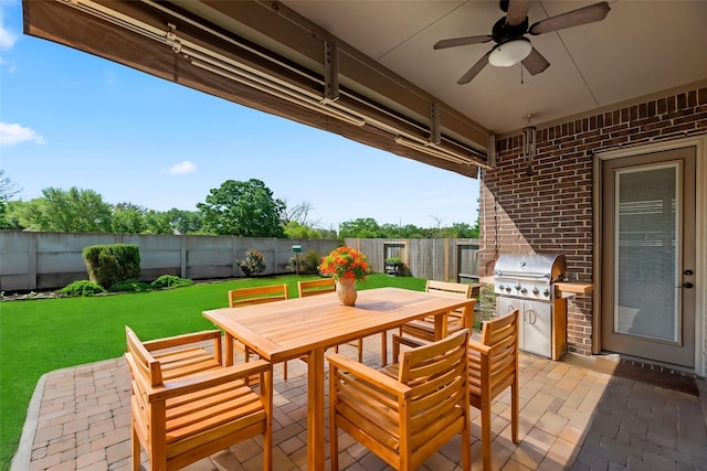 6015 Verde Place Ln, Katy, TX 77493 - view of patio / terrace with outdoor dining space and a ceiling fan