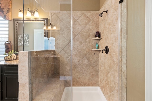 24119 Blue Crest Dr, Porter, TX 77365 - full bathroom featuring a tile shower and vanity