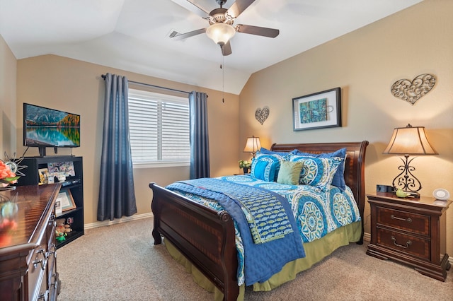 24119 Blue Crest Dr, Porter, TX 77365 - bedroom with lofted ceiling, carpet floors, baseboards, and ceiling fan