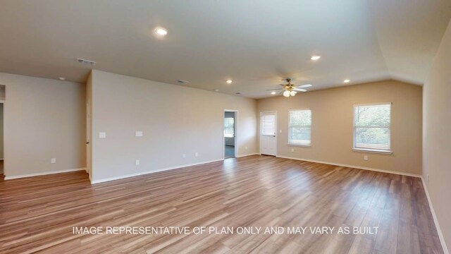 12512 Tarres Ct, Lorena, TX 76655 - empty room with a ceiling fan, wood finished floors, baseboards, and recessed lighting
