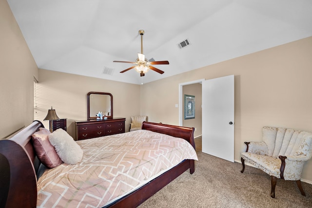 907 S Peach Hollow Ct, Pearland, TX 77584 - carpeted bedroom with vaulted ceiling and ceiling fan