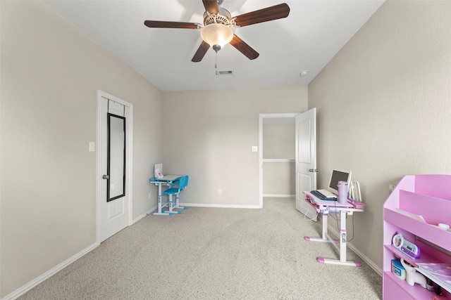 20511 Noble Ranch Ct, Richmond, TX 77407 - recreation room with carpet, ceiling fan, and baseboards