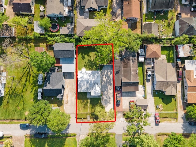 4502 Hain St, Houston, TX 77009 - aerial perspective of suburban area with property boundaries highlighted