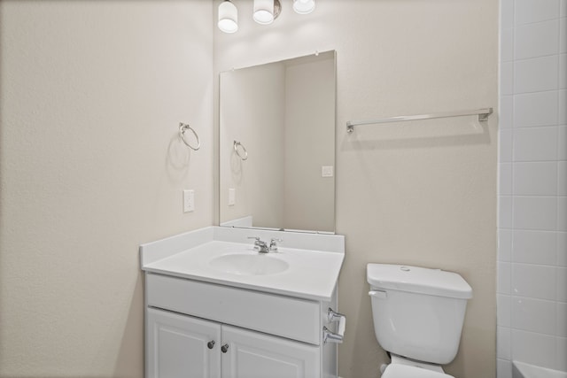 27506 Beachside Arbor Dr, Katy, TX 77493 - bathroom featuring vanity, toilet, a shower, and a bath