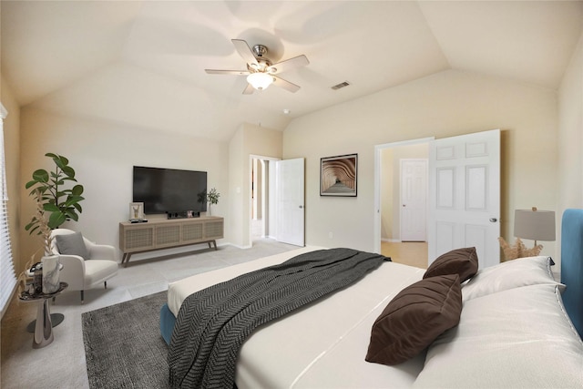 10910 Brighton Gardens Dr, Richmond, TX 77406 - carpeted bedroom featuring lofted ceiling and a ceiling fan