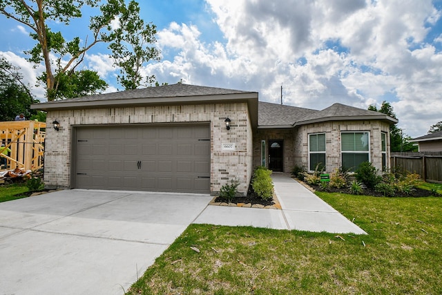 6607 Apollo, Houston, TX 77091 - view of front of property featuring brick siding, concrete driveway, an attached garage, and roof with shingles