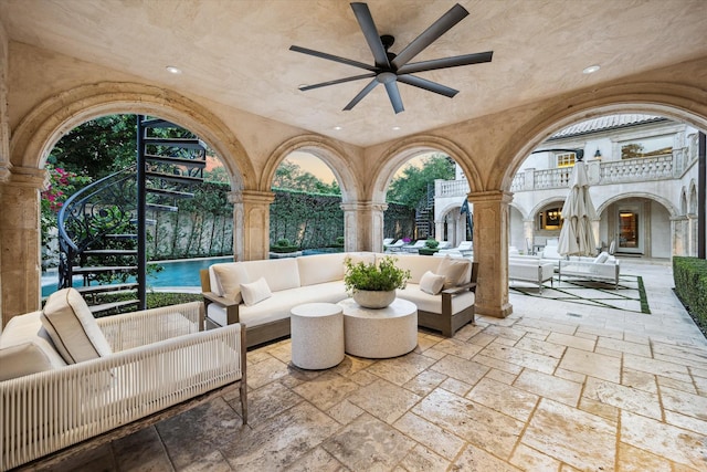 2307 River Oaks Blvd, Houston, TX 77019 - view of patio with outdoor lounge area and ceiling fan