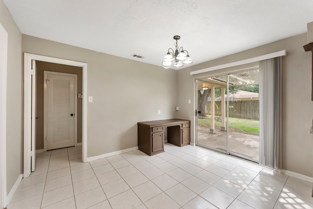 4807 Wind Chimes Dr, Houston, TX 77066 - unfurnished dining area featuring a chandelier, light tile patterned floors, and baseboards