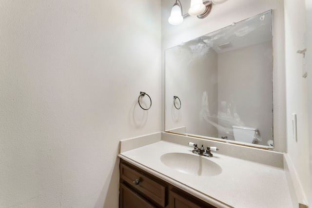 4807 Wind Chimes Dr, Houston, TX 77066 - half bathroom featuring vanity and toilet