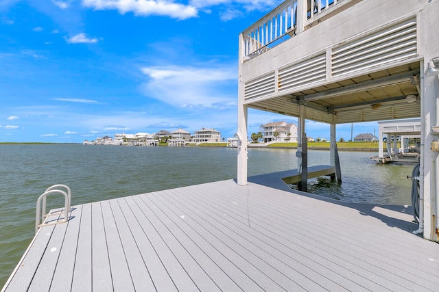 4115 Sand Hill Ct, Galveston, TX 77554 - dock featuring a water view and a balcony