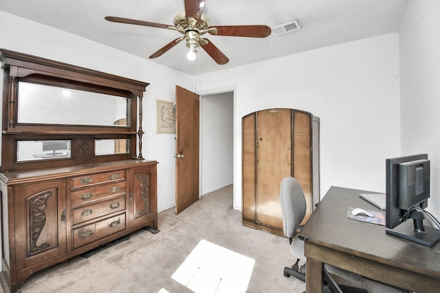 1110 E Brown Ln, Deer Park, TX 77536 - home office with a ceiling fan and light carpet