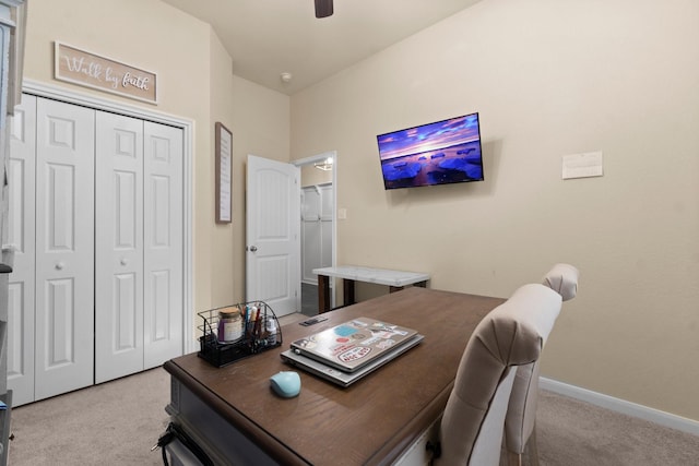 28987 Birch Green Way, Spring, TX 77386 - office space with light colored carpet, baseboards, and a ceiling fan