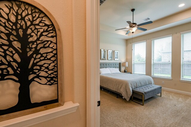 2800 Spencer Ct, Pearland, TX 77089 - bedroom featuring carpet floors, baseboards, and ceiling fan