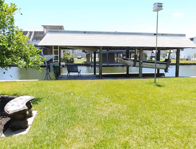 22201 Matagorda Dr, Galveston, TX 77554 - dock with a lawn and a water view