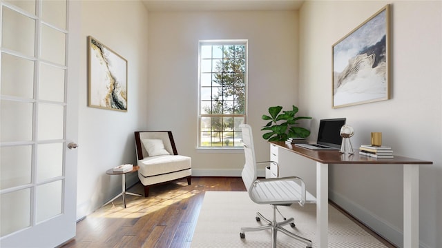 10255 S Goshawk Trl, Conroe, TX 77385 - office with healthy amount of natural light, dark wood-type flooring, and baseboards