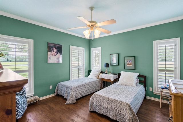 17265 Fm 2154, College Station, TX 77845 - bedroom with ornamental molding, baseboards, wood finished floors, and multiple windows