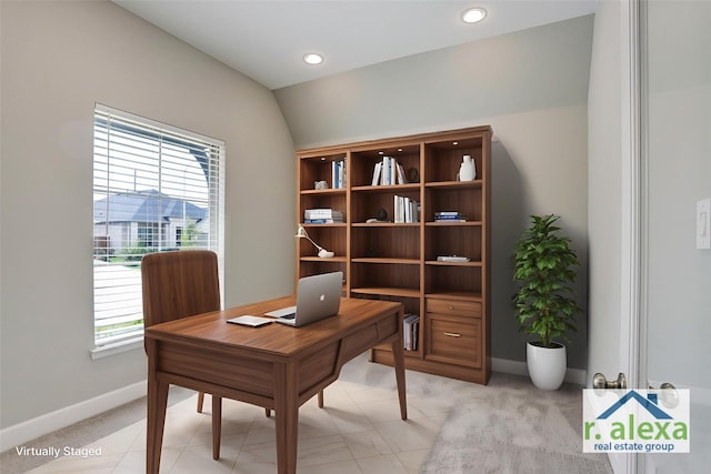 2818 Tanager Trce, Katy, TX 77493 - office area with vaulted ceiling and recessed lighting