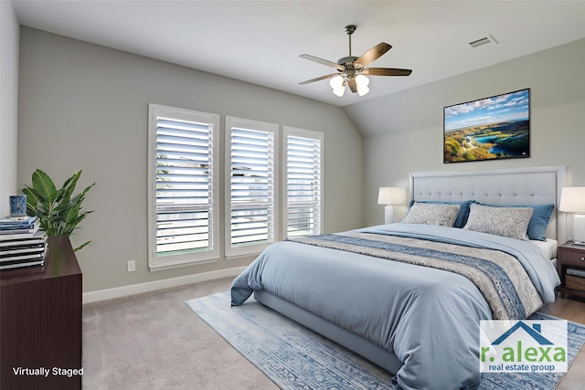 2818 Tanager Trce, Katy, TX 77493 - bedroom featuring carpet flooring, a ceiling fan, and vaulted ceiling