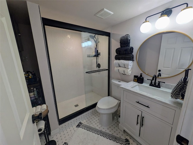 1513 47th St, Galveston, TX 77551 - full bathroom featuring toilet, a stall shower, and vanity