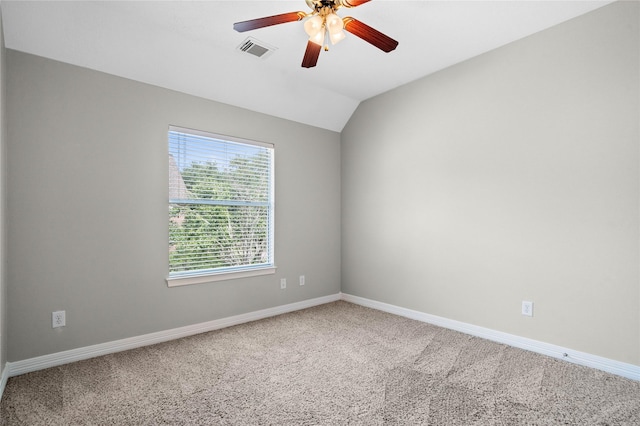 19203 Allview Ln, Houston, TX 77094 - unfurnished room with a ceiling fan, carpet floors, baseboards, and lofted ceiling