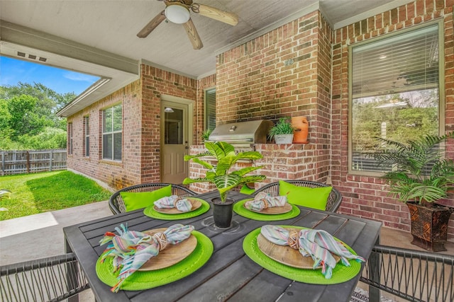 2707 Colony Creek Dr, Bryan, TX 77808 - view of patio with a ceiling fan and outdoor dining area