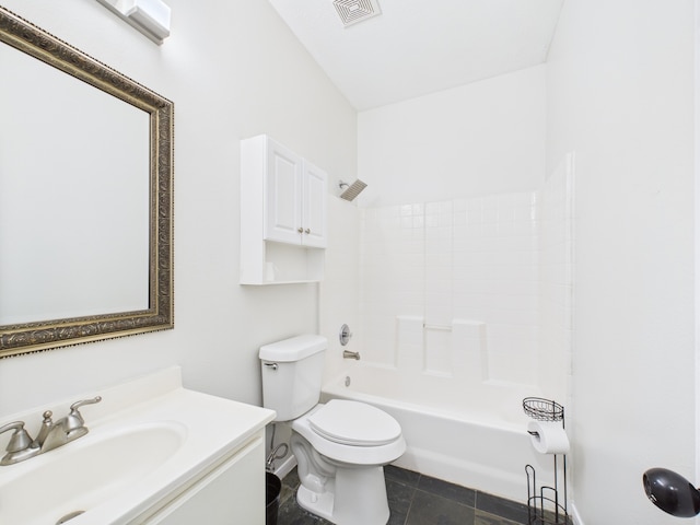 1035 Turnberry Park Ln, Spring, TX 77373 - bathroom with vanity, toilet, shower / tub combination, and tile patterned flooring