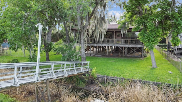 30523 Plantation Dr Unit 37, Damon, TX 77486 - view of yard featuring a deck and stairway