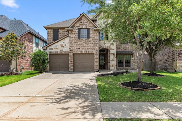 16714 Radiant Lilac Trl, Cypress, TX 77433 - traditional-style home with brick siding, concrete driveway, a front yard, and an attached garage