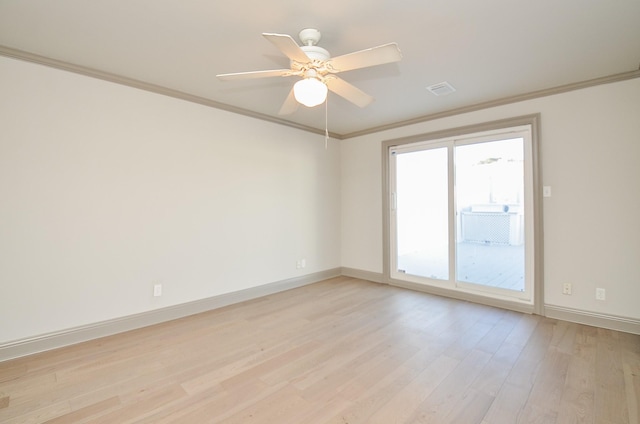6 River Hollow Ln, Houston, TX 77027 - unfurnished room with crown molding, light wood-style flooring, baseboards, and a ceiling fan