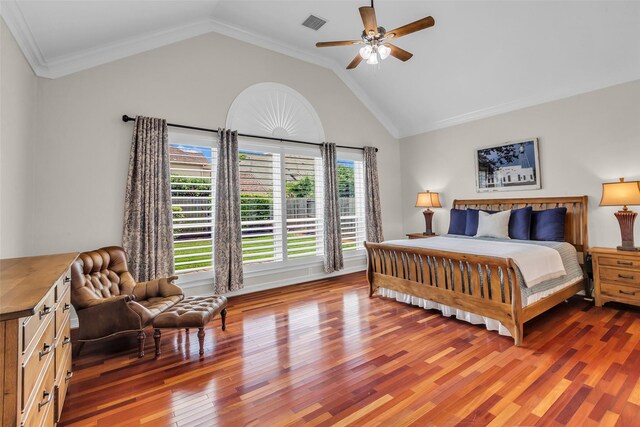 25607 Ryans Creek Ct, Katy, TX 77494 - bedroom with wood finished floors, lofted ceiling, and a ceiling fan