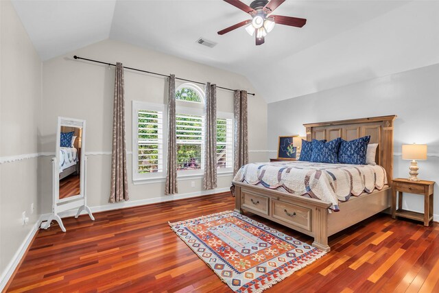 25607 Ryans Creek Ct, Katy, TX 77494 - bedroom with lofted ceiling, wood finished floors, a ceiling fan, and baseboards