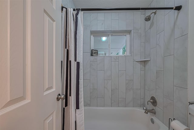 12602 Westleigh Dr, Houston, TX 77077 - bathroom with shower / bath combination with curtain and toilet
