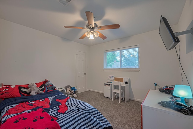 12602 Westleigh Dr, Houston, TX 77077 - bedroom featuring carpet, baseboards, and ceiling fan