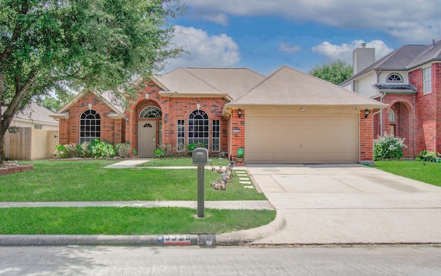 3359 Tenaha Dr, Houston, TX 77014 - traditional-style house with brick siding, a garage, and driveway