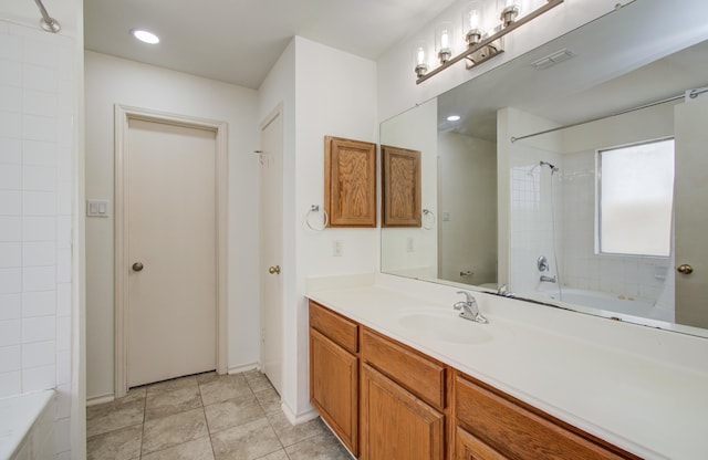 3359 Tenaha Dr, Houston, TX 77014 - full bathroom with vanity, bathing tub / shower combination, and recessed lighting