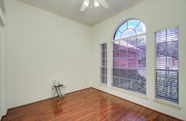 3359 Tenaha Dr, Houston, TX 77014 - empty room with wood finished floors, crown molding, and a ceiling fan