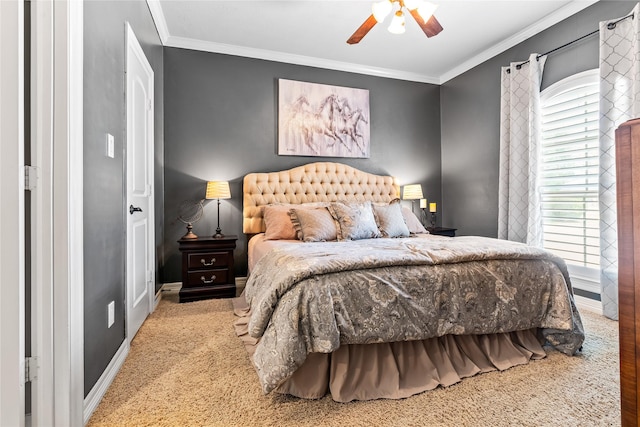 2509 Creektrail Ln, Richmond, TX 77406 - bedroom featuring crown molding, baseboards, and ceiling fan