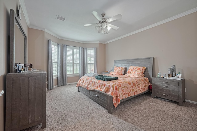 24623 Forest Hiker Ct, Katy, TX 77493 - carpeted bedroom featuring ornamental molding, baseboards, and ceiling fan