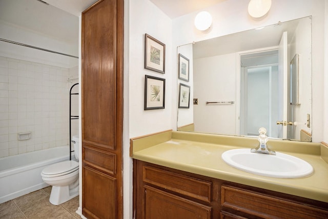 215 Postoffice St Unit 508, Galveston, TX 77550 - bathroom featuring toilet, vanity, tile patterned floors, and shower / tub combination