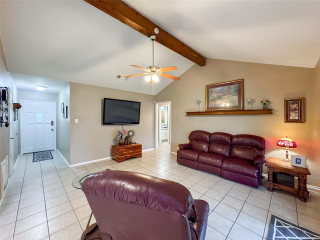 720 E Murray St, Angleton, TX 77515 - living room with light tile patterned flooring, baseboards, and ceiling fan
