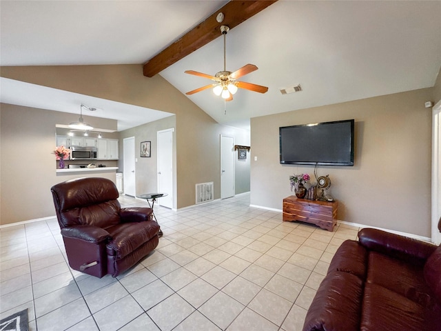 720 E Murray St, Angleton, TX 77515 - living area featuring light tile patterned floors, ceiling fan, and baseboards