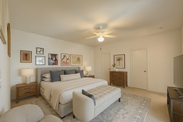 4703 Yoakum Blvd, Houston, TX 77006 - bedroom with light colored carpet and a ceiling fan