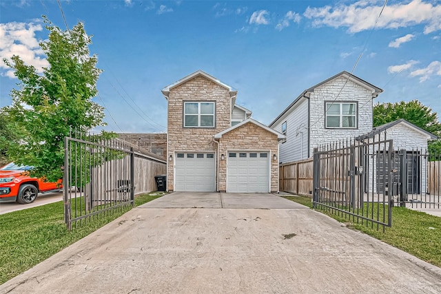 503 E 40th 1/2 St Unit A, Houston, TX 77022 - traditional home with stone siding, driveway, and a garage