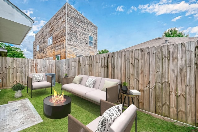 503 E 40th 1/2 St Unit A, Houston, TX 77022 - view of yard with an outdoor living space with a fire pit