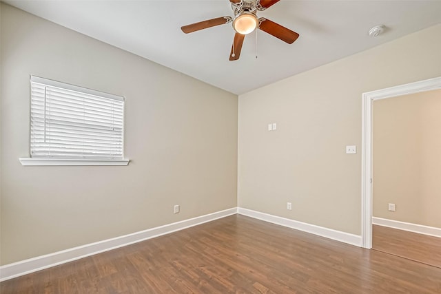 503 E 40th 1/2 St Unit A, Houston, TX 77022 - empty room featuring baseboards, wood finished floors, a ceiling fan, and a smoke detector