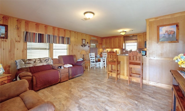 1321 Pickney Ave, Port Bolivar, TX 77650 - living area with wood walls