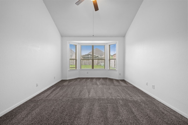 18719 Big Elm Dr, Cypress, TX 77433 - carpeted spare room featuring vaulted ceiling, ceiling fan, and baseboards
